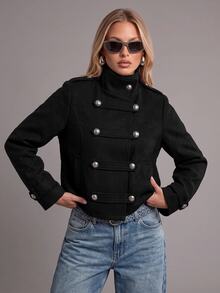 Avantive Women's Solid Color Casual Versatile Daily Long Sleeve Jacket - Black - View 2