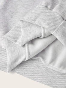 SHEIN EZwear 美式校園風字母印花灰色女款運動衫 - 灰色 - 查看 6