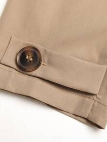 SHEIN Tween Girl Fashion Casual Street Commute Long Trench Coat - Khaki - View 7