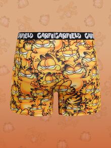 GARFIELD | SHEIN شورت بوكسر كاجوال للرجال بحزام خصر مطبوع عليه حروف - أصفر - مشاهدة 2