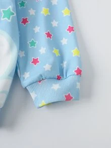 My Little Pony X SHEIN طقم سويت شيرت برقبة دائرية وأكمام طويلة وبنطلون واسع للفتيات الصغيرات G4 X - الأزرق - مشاهدة 5