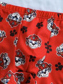 SHEIN | PAW Patrol 2pcs Young Boy Set Undershirt & Boxer Briefs Co-Branded 4-7Y Red Series - Red and White - View 7