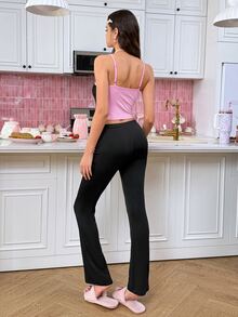 SweetSlumber طقم بيجامة Sweet Hot Girl I NS بتصميم كتل لونية مع دانتيل وتفاصيل باتشوورك، كاميسول وبنطلون طويل باللون الوردي - متعدد الألوان - مشاهدة 2