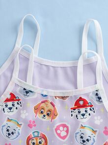 SHEIN | PAW Patrol Young Girl Cartoon Print Camisole Top And Shorts Underwear 2 Pieces Set - Purple - View 4