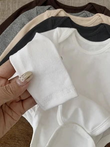 SHEIN LMoss Kids 新生女嬰秋冬可愛長袖連身衣 5件套 - 彩色 - 查看 5