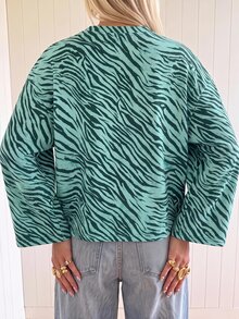 SHEIN EZwear 寬鬆休閒長袖多巴胺豹紋印花T恤，適合日常通勤、聚會、秋冬春夏、聖誕節、新年、感恩節、派對、婚禮、海灘 - 彩色 - 查看 2