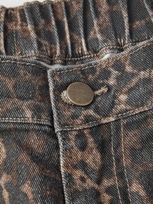 ROMWE Grunge Punk Women's Sexy Leopard Print Skinny Stretch Stacked Flare Jeans - Brown - View 3