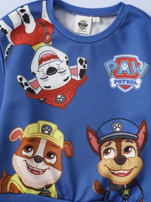 SHEIN | PAW Patrol Young Boy Cartoon Print Long Sleeve Sweatshirt And Jogger Pants Set - Blue - View 5