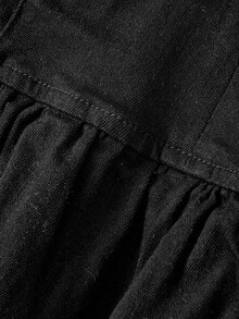 ROMWE Street Life Street Style Halter Neck Elastic Denim Eyelet Decor Women's Cake Dress - Black - View 4