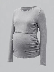 Modmama 3件裝哺乳純色長袖上衣 - 彩色 - 查看 10
