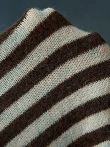 Bohemela Vintage Asymmetrical Colorblock Knit Pullover Sweater Shawl - Multicolor - View 7
