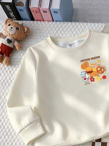 Baby Boy Letter Cookie Print Long Sleeve Sweatshirt And Checkerboard Long Pants Casual Set - Multicolor - View 5