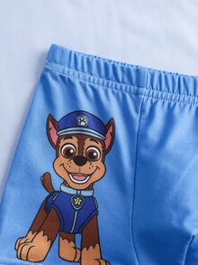 SHEIN | PAW Patrol طقم تانك توب وشورتات بطباعة كرتونية وحروف للأولاد الصغار - ازرق ضبابي - مشاهدة 8