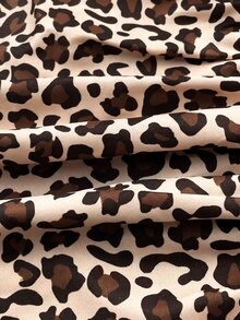 SHEIN Gaun Rajut Kasual Lucu Motif Leopard Lengan Panjang Longgar untuk Bayi Perempuan - Coklat - View 7