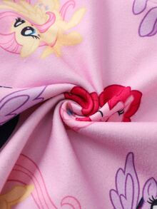 My Little Pony X SHEIN Young Girl Cartoon Print Short Sleeve Top And Leggings Loungewear Set - Pink - View 7
