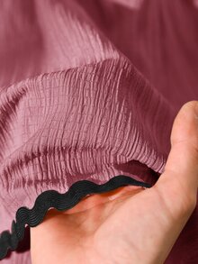 Story & Sage 休閒可愛居家度假女款兩件套，春夏綁帶蝴蝶結細肩帶上衣配對比色蕾絲飾邊，灰紫色，適合早午餐度假 - 中紫紅色 - 查看 6