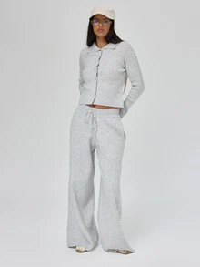 MUSERA Grey Knit Long Sleeve Top And Straight Leg Trouser Co Ord Sold As Set Autumn Winter School Blancs - Grey - View 2