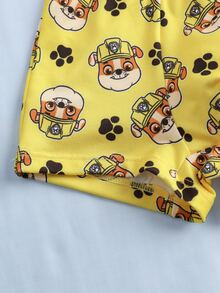SHEIN | PAW Patrol 小男孩卡通印花上衣與低腰內褲內衣套裝 - 黃色 - 查看 9