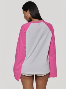 MUSERA Pink Cotton Graphic Printed Oversized Long Sleeve Tshirt Summer Autumn Cute Everyday Y2K - White - View 5
