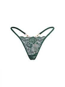AltBold 3pcs/Set Lace Trim Chain Back Low Waist Women's Thong - Multicolor - View 3