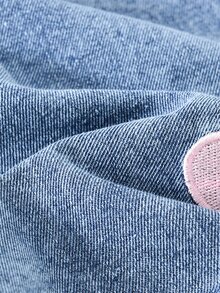 SHEIN 2件組 青少年女孩可愛拼接V領長袖T恤與刺繡牛仔褲套裝，秋季 - 彩色 - 查看 5