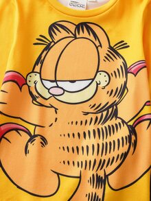 GARFIELD | SHEIN Young Boy Crew Neck Long Sleeve Top And Long Pants Snug Fit Loungewear - Yellow - View 4