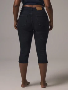 MUSERA Plus Black Denim Pocket Detail Skinny Capri Jeans Casual Denim Cool Basic Fall Winter Autumn - Black - View 5