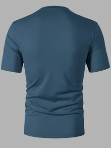 Manfinity Homme Men's Colorblock Casual Daily Short Sleeve T-Shirt - Dusty Blue - View 2