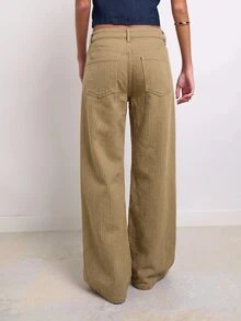 Nöista Purple-Brown 3D Woven Wide-Leg Pants,Casual,Comfortable,Practical,Spring And Autumn Casual Wear,Vacations,Versatile Piece - Brown - View 5