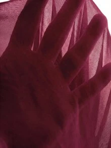 Maija 秋季大尺碼女款高領長袖修身透視上衣，都市通勤商務休閒性感基礎襯衫，情人節，優雅酒紅色 - 中紫紅色 - 查看 10