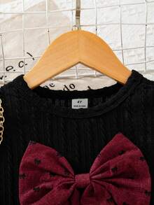 SHEIN Elladie kids 女童可愛休閒短袖羅紋上衣搭配時尚刺繡布料裙，舒適甜美 - 彩色 - 查看 8