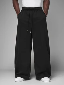 STYNVO Men's Drawstring Waist Pocket Minimalist Versatile Loose Sweatpants - Black - View 4
