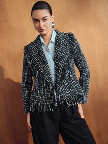 MOTF PREMIUM Mantel Wanita Motif Kotak-kotak Kasual Serbaguna untuk Pemakaian Sehari-hari - Hitam - View 5