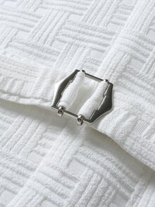 Manfinity Bizformal 男士休閒單排扣百搭商務旅行背心 - 白色 - 查看 7