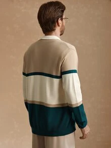 Core Aspect Men's Long Sleeve Knit Cardigan, Striped - Multicolor - View 2