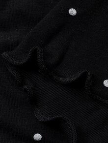 Dazy Plus Set Piyama 2 Potong Celana Panjang Kasual Motif Polkadot Modis untuk Pakaian Rumah Musim Semi dan Gugur, Model Baru yang Lucu - Hitam - View 6