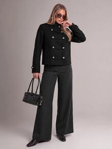 Avantive Women's Solid Color Casual Versatile Daily Long Sleeve Jacket - Black - View 7
