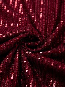 Selianne Wine & Sequin Patchwork High Neck Long Sleeve Bodycon Midi Dress For Women, Party & Annual Meeting - Dark Red - View 4