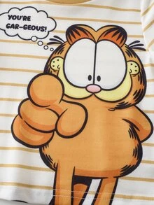 GARFIELD | SHEIN Baby Boy Letter Cartoon Print Short Sleeve T-Shirt And Shorts Casual Daily Outfit - Multicolor - View 5