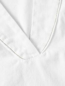 LUMIGAL Plus Size Women's Deep V-Neck Casual Halter Denim Top - White - View 6
