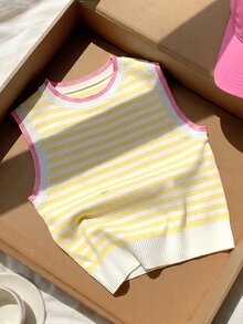 Comfortcana 2026秋冬/夏季/休閒/Y2K風格衣服/可愛上衣/萬聖節/節慶穿搭/校園/波點/藍色 - 黃色 - 查看 3