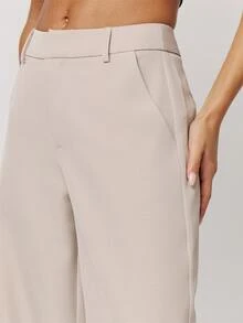 Musera Petite Stone Loose Fit Tailored Pants Fall Autumn Winter Back To School Daily Everyday - Beige - View 3
