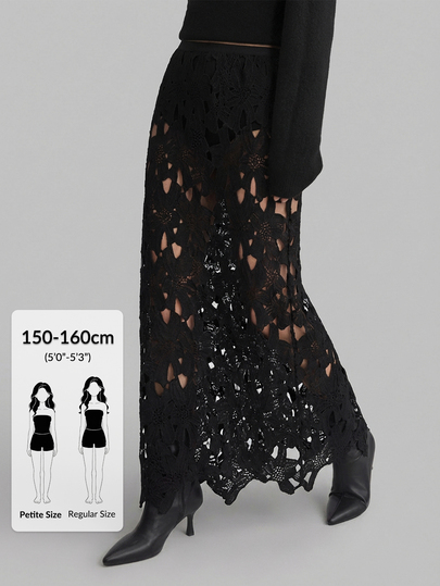 Ontre Petite Women's Outfit Beach Wear Holiday Wear Country Style Country Music Concert 2026SS New Spring/Summer Outfit Black Hollow Cut-Out Fabric, Loose Fit, Women's Skirt, High-End Elegant Women's Clothing Modern Urban Casual Fashion Business Casual Women's Wear Office Attire Low-Key Old Money Style Effortless Sophisticated High-End
