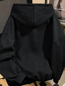 Manfinity Hypemode 熱銷男款全拉鍊連帽衛衣，格紋連帽內裡配小馬圖案，街頭風抽繩袋鼠口袋運動外套 - 彩色 - 查看 2
