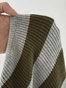 StreetHx Women's Autumn/Winter Striped Contrast Color Boat Neck Elastic Slim Fit Long Sleeve Atmospheric Exquisite Vintage Versatile Knit Sweater - Grey - View 6