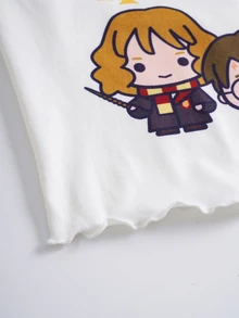 HARRY POTTER X SHEIN 青少年女孩細肩帶上衣與短褲家居服套裝 - 淡紫色 - 查看 6