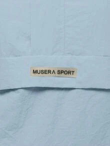 Musera Sport 尼龍半拉鍊口袋細節 Logo 連帽夾克 春夏雨衣 登山運動休閒 愛豆街頭風 冬季返校健身休閒日常 白色 春季 - 藍色 - 查看 6