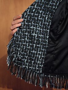MOTF PREMIUM Mantel Wanita Motif Kotak-kotak Kasual Serbaguna untuk Pemakaian Sehari-hari - Hitam - View 8