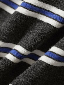 DAZY Women's Collared Striped Long Sleeve T-Shirt, Autumn/Winter - Blue - View 10