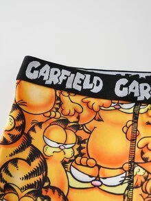 GARFIELD | SHEIN شورت بوكسر كاجوال للرجال بحزام خصر مطبوع عليه حروف - أصفر - مشاهدة 3